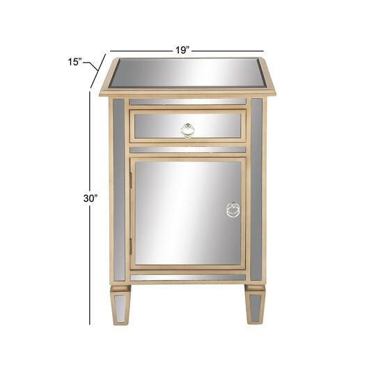 Beige Mirror Glam Cabinet, 30" x 19" x 15"